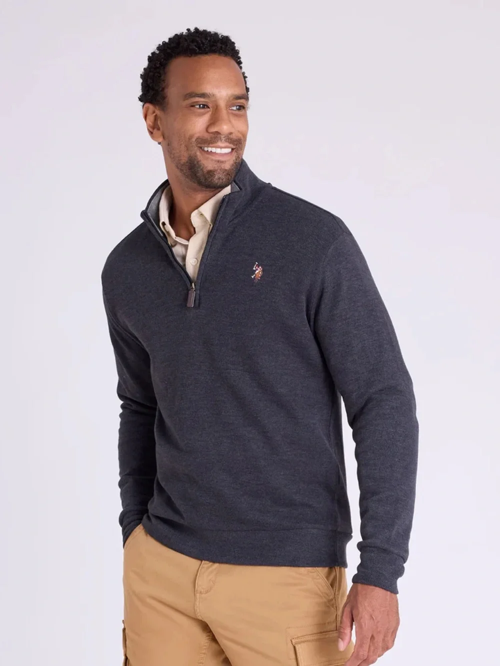 U.S. Polo Assn Quarter Zip Pillover Sweater Blue NWT Large